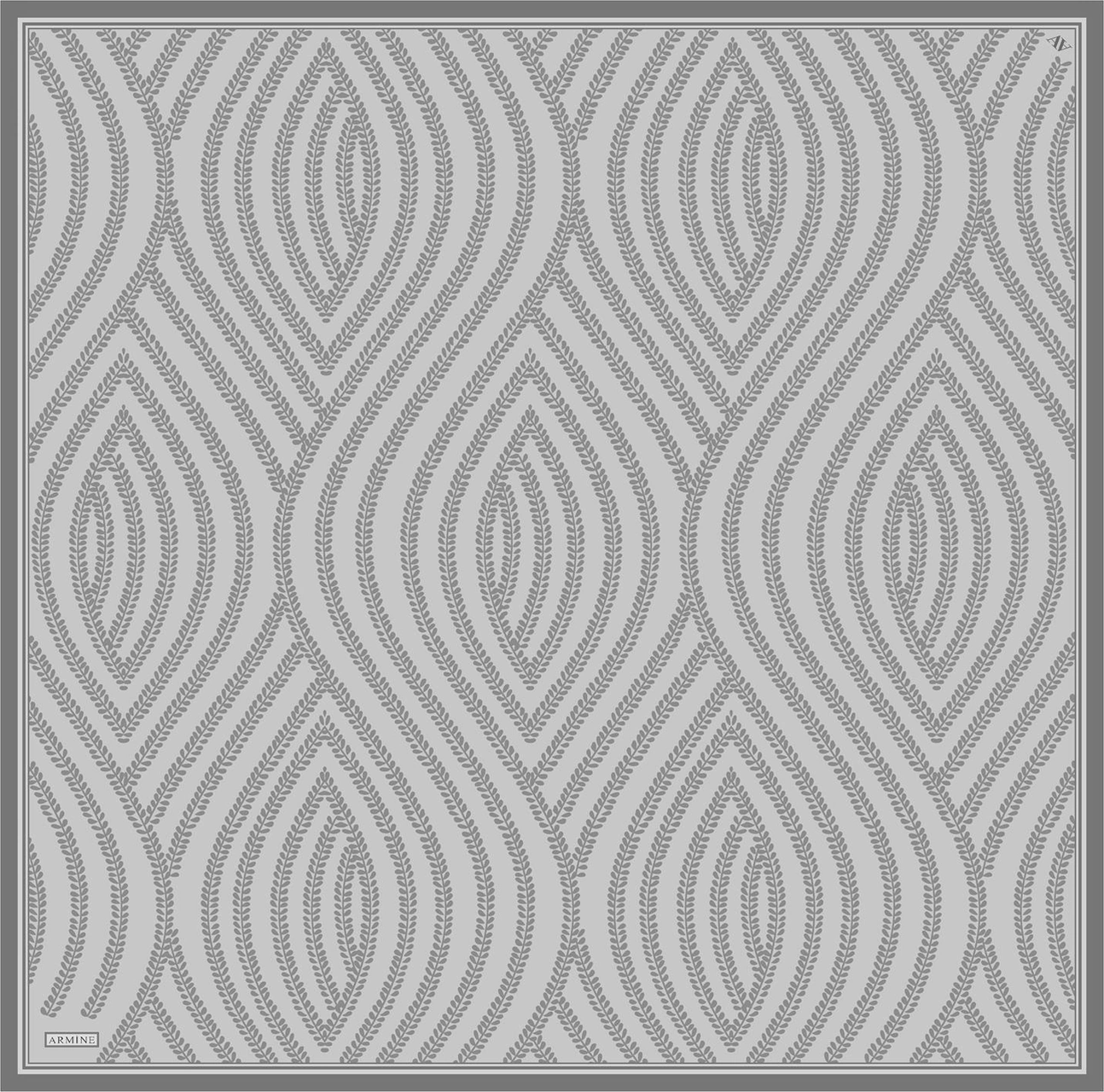 Armine Klasik Desenli Saf İpek Twill Eşarp 9351d 51 Gri
