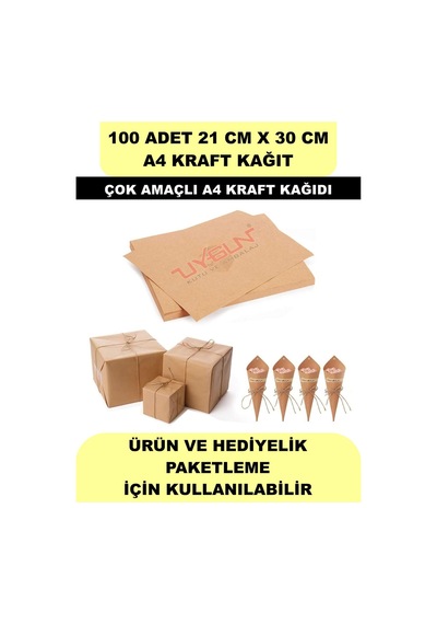 100 Adet A4 Kraft Kağıt 21x30 100 Gr. Yazıcı Uyumlu, Vintage Resim Kağıdı, Çocuk Etkinlik Kağıdı