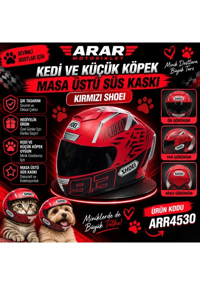 Kedi Ve Küçük Köpek-masa Üstü Süs Kaskı Kırmızı Shoeı-4530