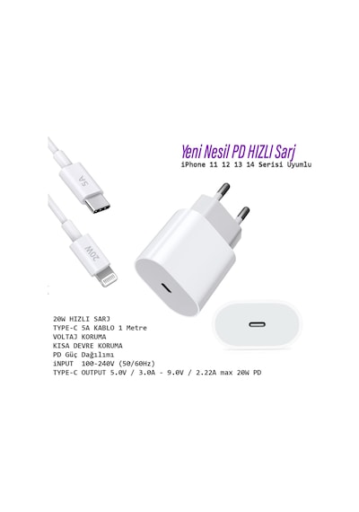 Apple Uyumlu iPhone11 11 Pro 11 Pro Max Şarj Aleti Ve Kablosu 20w Hızlı Pd Type-c