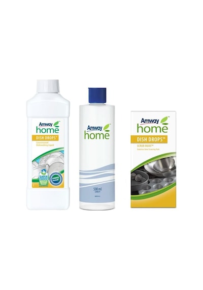Amway Home Dish Drops Konsantre Sıvı Bulaşık Deterjanı 1 L + Dish Drops Ovma Teli 4 Adet + Ölçek Şişesi 500 ML