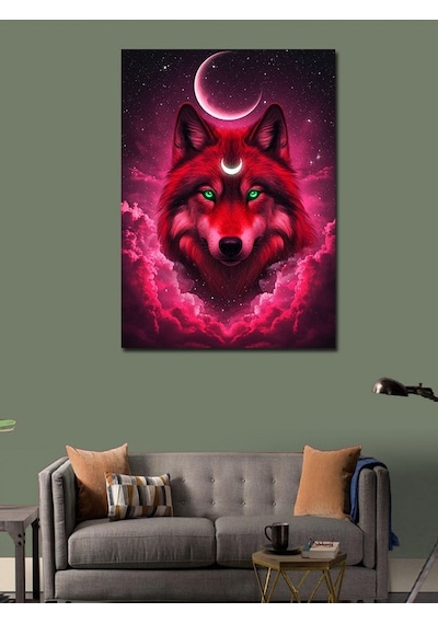 Kanvas Tablo Kırmızı Kurt Asena Tasviri 70cmx100cm
