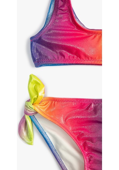 Koton Bikini Takımı Parlak Çok Renkli 2 Parça Pembe Desenli 3skg00001bm 3SKG00001BMA04 Pembe