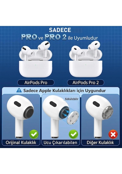 Caseonn Apple Airpods Pro 2 / Airpods Pro Uyumlu Yedek Silikon Kulaklık Ucu 4 Farklı Boy Xs/s/m/l - Beyaz