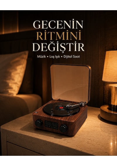 Gece Lambası Bluetooth Hoparlör Dijital Saat Çok Fonksiyonlu Su Dalgası Işıklı Çokrenkli