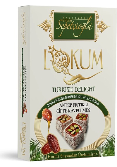 Erdem Sepetçioğlu Antep Fıstıklı Çifte Kavrulmuş Lokum Hurma Sulu 240 G