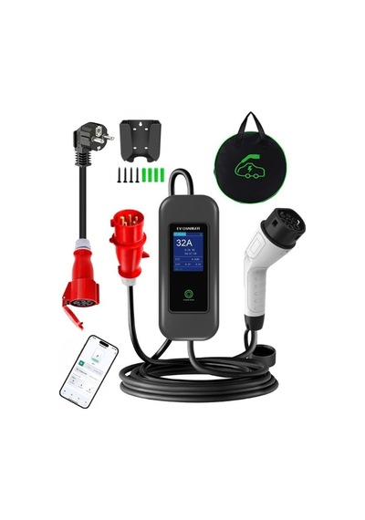 22kw 32a Taşınabilir Tip-2 Ev Şarj Cihazı, 5m Kablo, Üç Fazlı
