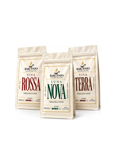 Barvenzo Üçlü İtalyan Serisi 250 G 3 Viva Rossa + Luna Nova + Viva Terra Moka Pot
