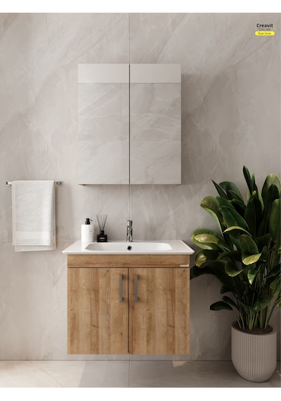 E10 65 Cm Everest Kapaklı Lavabo Dolabı İkili Set