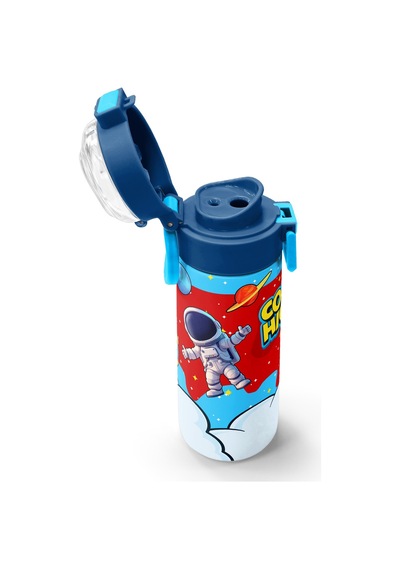 Coral High Kids Kırmızı Mavi Astronot Uzay Desenli Pipetli Ve Direkt İçim Çelik Termos 500 Ml 38127 Kırmızı