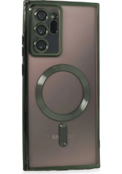 Newface Samsung Galaxy Uyumlu Note 20 Ultra Kılıf Kross Magneticsafe Kapak - Glblseme - 84 Koyu Yeşil