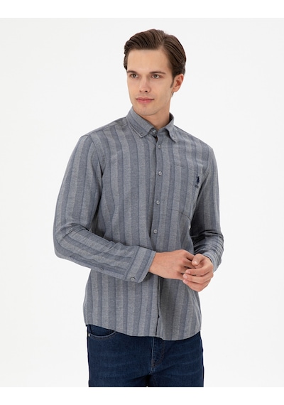 U.s. Polo Assn. Erkek Koyu Mavi Gömlek Desenli 50293467-vr032 Koyu Mavi