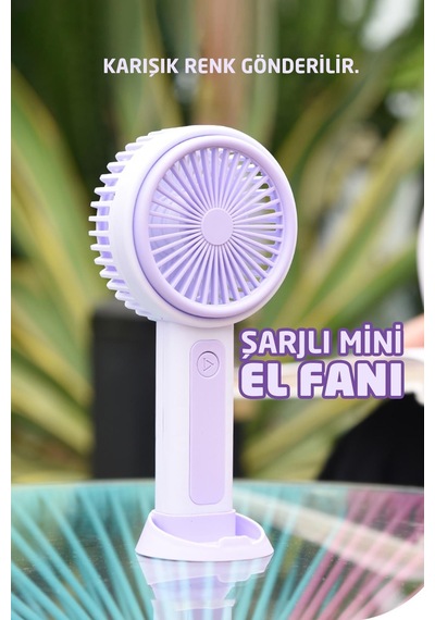 Telefon Standlı Taşınabilir El Masa Fanı - Mini Vantilatör Masaüstü Şarjlı Soğutucu