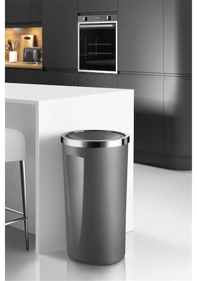 Lenox 35 Lt Döner Kapaklı Banyo Mutfak Ofis Çöp Kovası - Gri-7392 Ekru