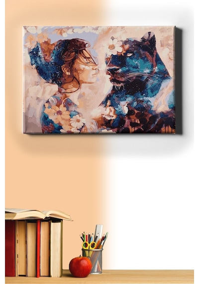 Webstyle Sayılarla Boyama Seti Kasnaklı Panter Ve Kadın 50 X 65 Cm