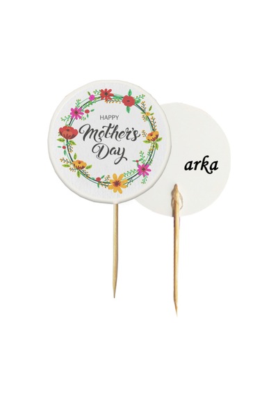 20 Adet Happy Mother's Day Baskılı Sunum Kürdanı 6,5 Cm - Toothpick