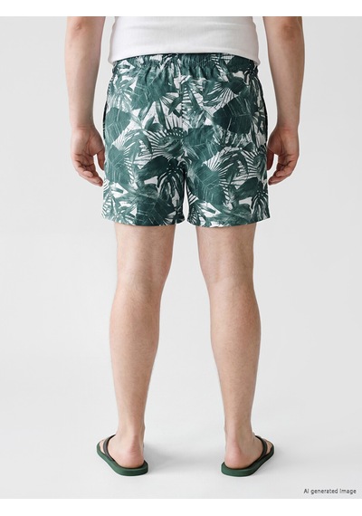 Lcw Swımwear Yeşil Kısa Boy Desenli Erkek Deniz Şortu