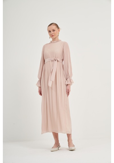 FTZ Women Ftz Plise Şifon Elbise Beige 31019 Beige