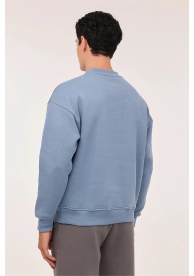 Lumberjack Ros Erkek Mavi Yuvarlak Yaka Sweatshirt Mavi