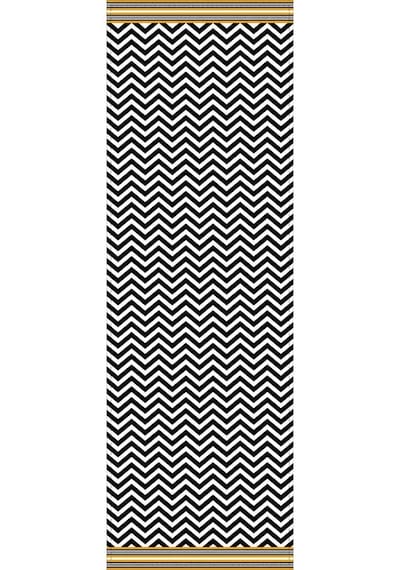 Siyah Zigzag Desenli Premium Masa Örtüsü Runner Rnr433n11