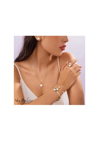 Lisa Takı Seti Kolye & Bileklik Altın Kaplama Beyaz Taşlı Zarif & Işıltılı Şıklık Shwlis001, One Size Diğer