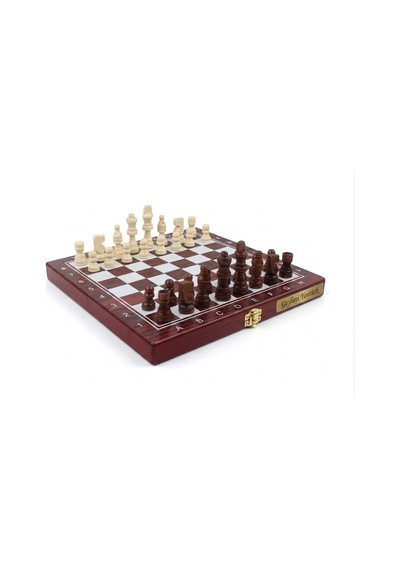 Kişiye Özel İsim Yazılabilir Lüks Ahşap 3'ü 1 Arada Premium Satranç Dama Tavla Seti Kilitli 24 Cm