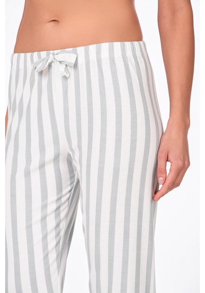 Kompedan Kadın Süet Çizgili Pijama Tek Alt Desen 9