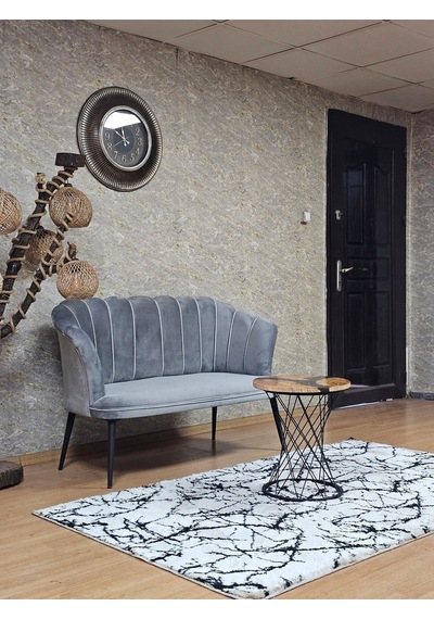 Zafir İkili Papatya Çay Seti Koltuk Siyah Boyalı Sivriltme Ayak, Balkon, Salon, Ofis, Koltuk Takımı Gri