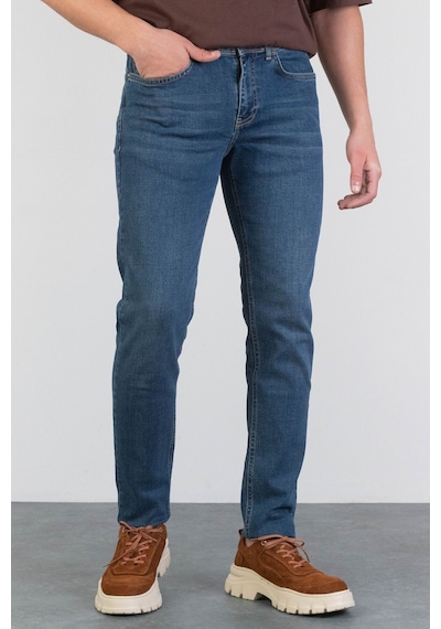 HLT Jeans Erkek Okyanus Mavisi Slim Fit Dar Paça Likralı Jean Kot Pantolon Hlthe001958 Mavi