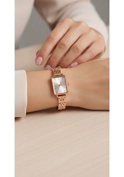Rose Renk Şık Minimal Kasa Vintage Seri Genç Kız Kadın Kol Saati Su-539 Rose Gold
