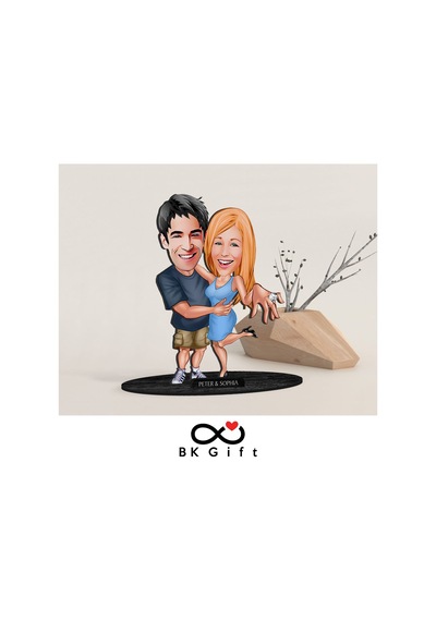 Bk Gift Kişiye Özel Sevgililer Karikatürlü Ahşap Biblo, Sevgililer Günü Hediyesi, Doğum Günü Hediyesi, Yıl Dönümü Hediyesi-14