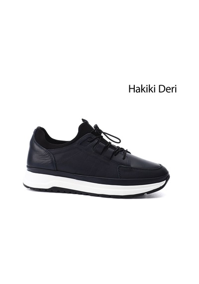 Gönderi(R) Gönderi R Erkek Lacivert Antik Likralı Lastik Bağcıklı Hakiki Deri Comfort Sneaker Ddma80442145 Lacivert