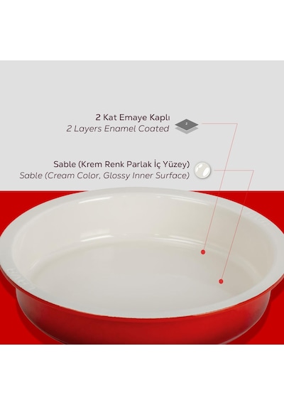 Lava Döküm Yuvarlak Gastronomi Küvet Ölçü 30 Cm. Kırmızı