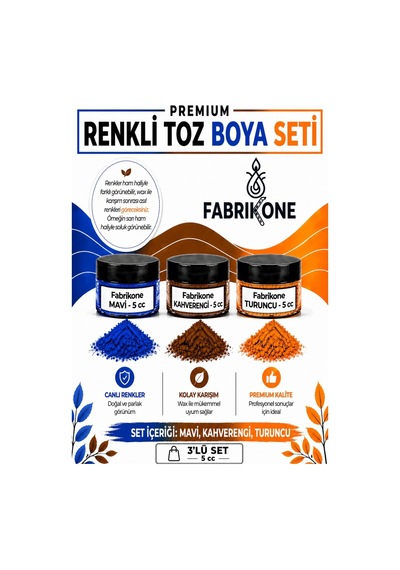 3'lü Set Premium Parafin Soya Wax Toz Mum Boyası Hobi Seti - 5 Cc Mavi, Kahverengi, Turuncu Bkfab3mkht5g Karışık
