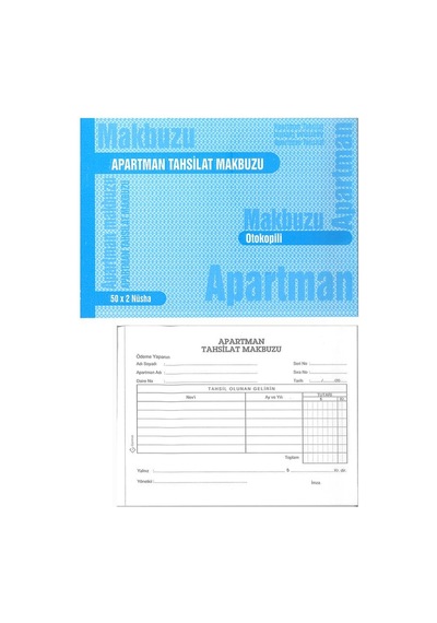 Apartman Tahsilat Makbuzu Otokopili 2/50 1 Adet Apartman Aidat Ma