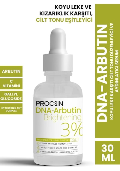Procsın Dna-Arbutin Koyu Leke Karşıtı Cilt Tonu Düzenleyici ve Aydınlatıcı Serum 30 ML
