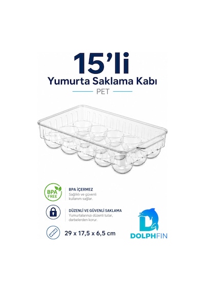 15 Li Kapaklı Pet Yumurta Saklama Kabı Buzdolabı Yumurtalık Organizeri Beyaz