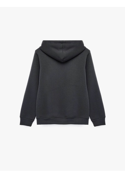 Koton Köpek Nakış Detaylı Kapüşonlu Antrasit Kadın Sweatshirt 7wal10115ık