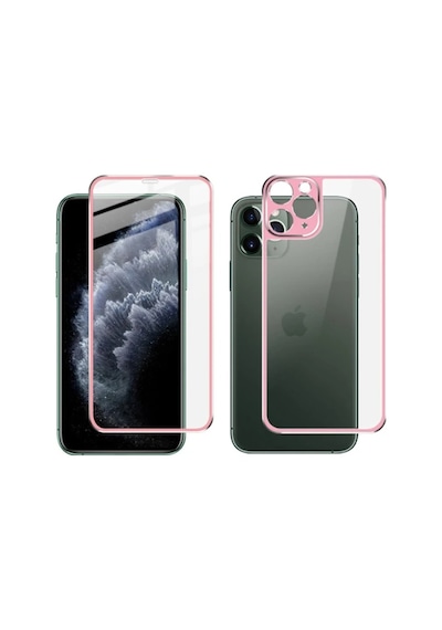İphone 11 Pro Max Metal Çerçeve Ön Arka 3d Full Tempered Cam Koruyucu- 5775