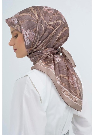 Armine İpek Eşarp 2026 Yaz - 9512-06 Sütlü Kahve Twill