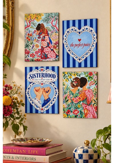 Sisterhood Kız Kardeşlik Ve Dostluk Temalı Duvar Dekoru 4 Lü Tablo Seti, 15 X 20 Cm, 3mm Ahşap Mdf, Dijital Baskı Çok Renkli - 937127654 Çok Renkli - 937127654