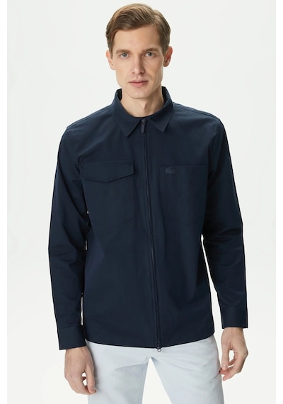 Lacoste Men's Relaxed Fit Full Zip Shirt Rahat Kesim Tam Fermuar Erkek Gömlek Lacivert