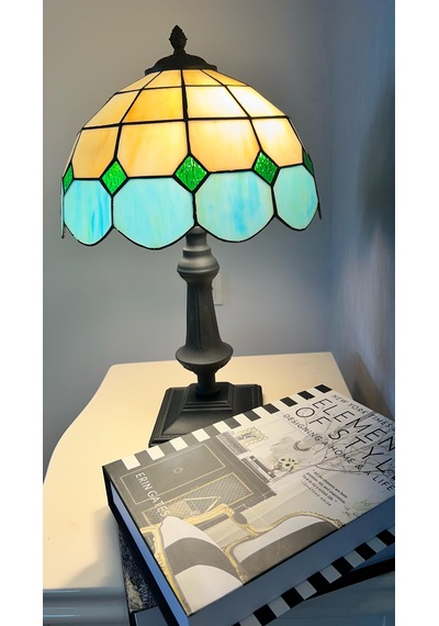 Yüceeller El Yapımı Vitray Retro Barok Abajur Masa Lambası Yeşil