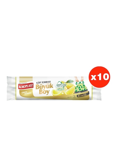 Koroplast Limon Büzgülü Büyük Boy 10Lu Çöp Torbası X 10 Paket