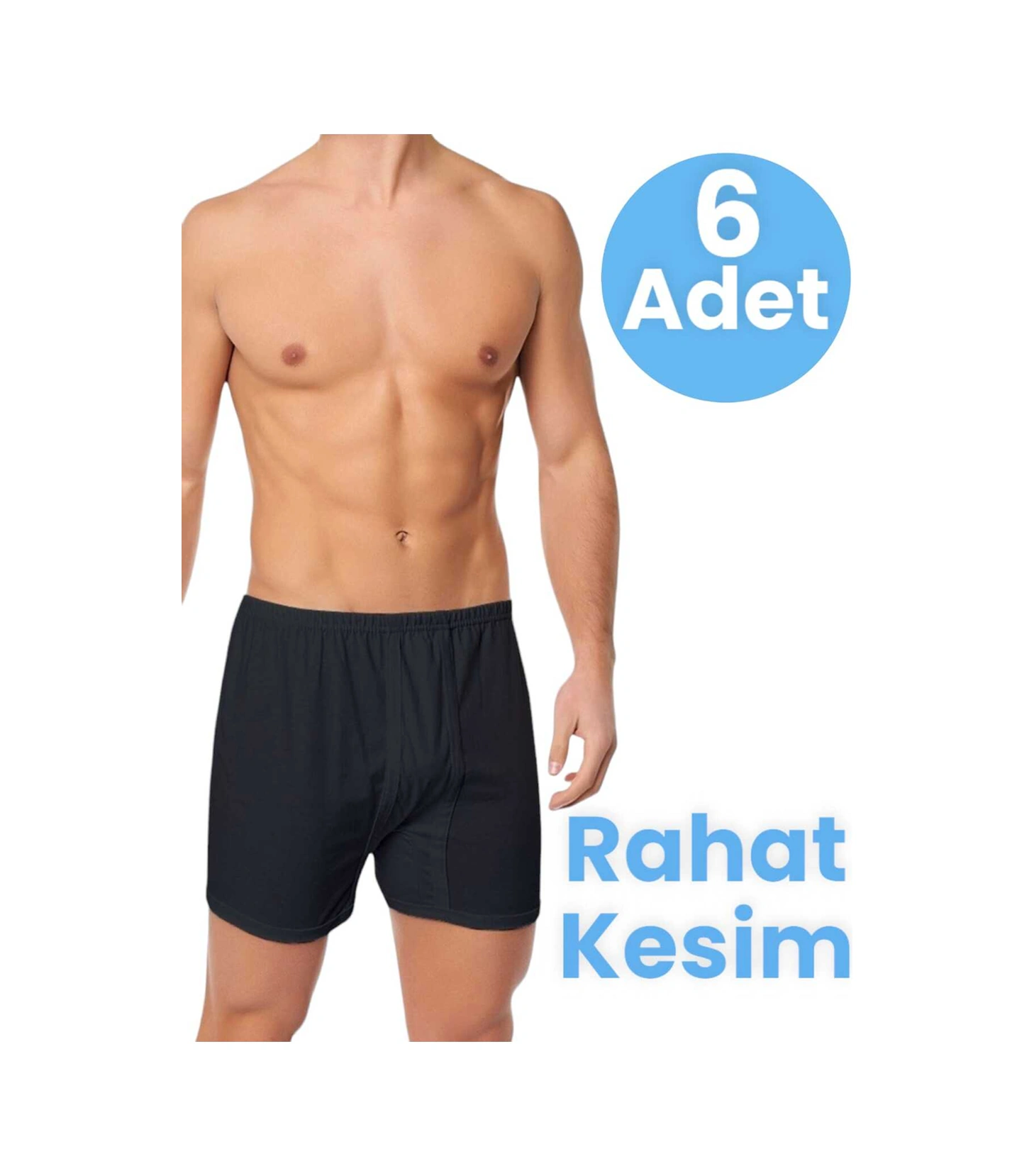 Tezzgelsin Erkek Rahat Kesim 6'lı Paçalı Pamuklu Külot Siyah