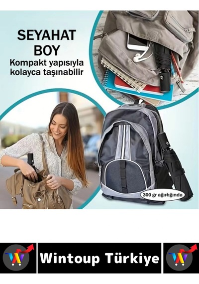Kompakt Çanta Boy Seyahat Tipi Dayanıklı Otomatik Açma Kapama Güçlendirilmiş 8 Telli Kılıflı Şemsiye Çok Renkli