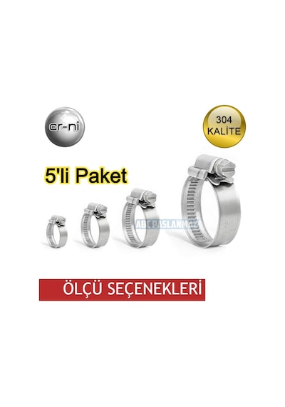 Paslanmaz Çelik 5'Li Hortum Kelepçesi A2 304 Kalite