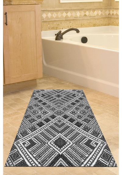 Dekoreko Kaymaz Taban Djt Banyo Halısı Trend Modern 2029 Siyah