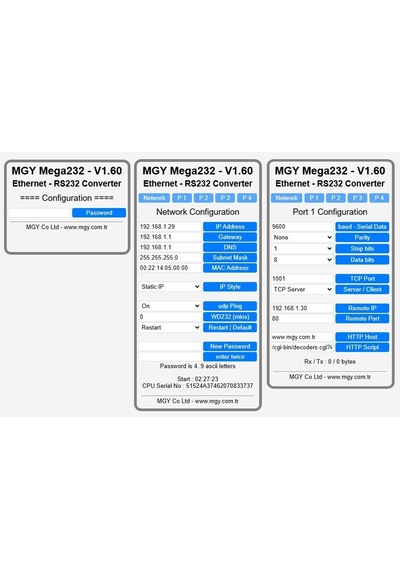 Mgy Mega232 Ethernet Rs232 Dönüştürücü - Tcp Udp İp Db9 Tcp232