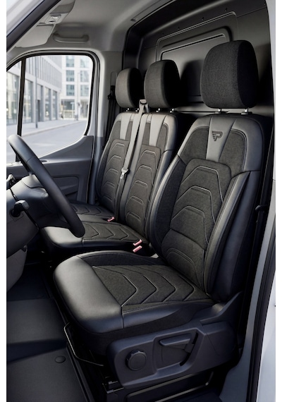 Siyah - Siyah Panda Bodrum Serisi Ford Transit 2014+ Araca Özel Keten Ticari Oto Koltuk Kılıfı